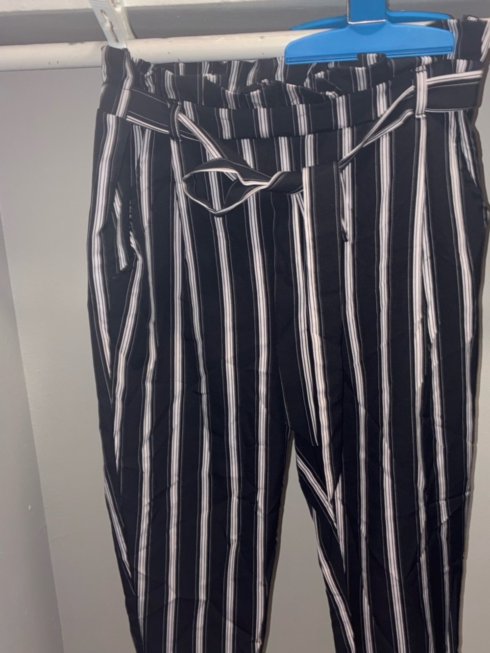 Rue21 Black and White Vertical Stripe Wide Leg Pants